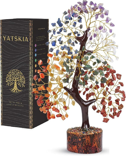 YATSKIA 7 Chakra Tree of Llife - Feng Shui Money Tree, Reiki Healing, Home Office Decor - Spiritual Gift for Women