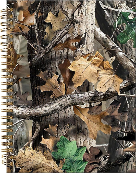 Spiral Journal Notebook,A5 Hardcover Lined Journals for Women Girl 6 x 8.3 in,120 Pages Thick Paper,Cute College Ruled Writing Notebook for Gifts Office Work School(Hunting Camo)