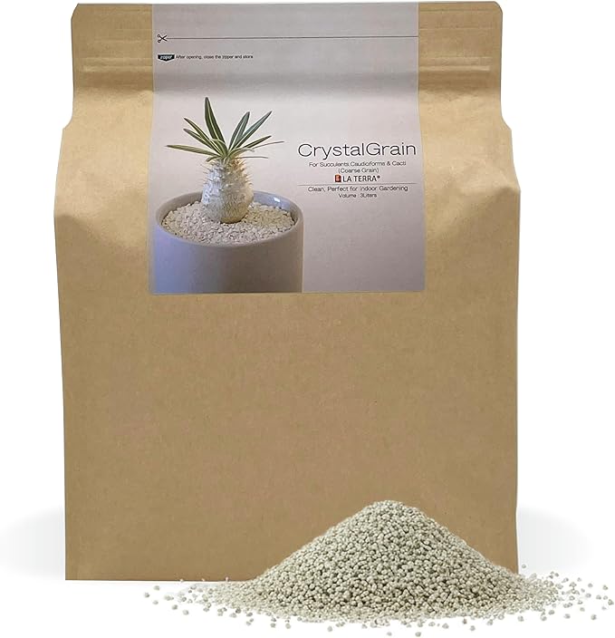 Sustainable Clean Soil for Succulents, Caudiciforms & Cacti, 3L (Coarse Grain) Made in Japan – Nutrient-Enriched, No Mess, Reusable-La Terra Crystal Grain