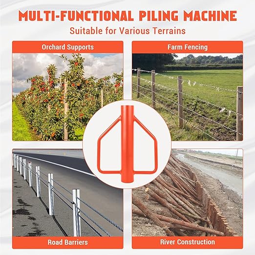 8LB Fence Post Driver with Handles, 3" Diameter t Post Pounder, Heavy Duty Carbon Steel for u Channel, Farm Fencing Wooden Post