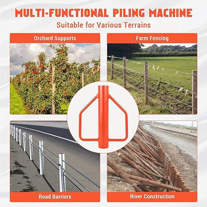 8LB Fence Post Driver with Handles, 3" Diameter t Post Pounder, Heavy Duty Carbon Steel for u Channel, Farm Fencing Wooden Post