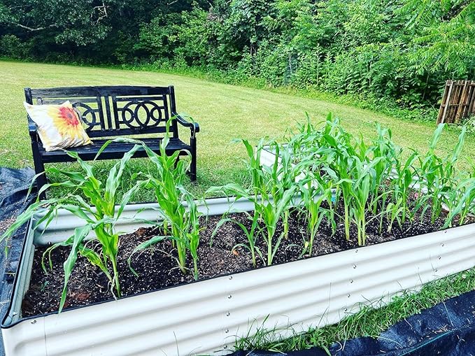 Olle 17" Tall 4 in 1 U Shape Rectangle Shapes L Shape Galvanized Raised Garden Beds Kit Outdoor for Gardening Metal Raised Planter Box for Vegetables Flowers, Ivory