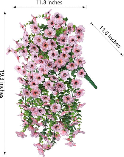 HyeFlora Artificial Flowers for Outdoors Decoration, 2Pcs Pink Fake Hanging Spring Summer Decor, Lifelike Plants, UV & Fading Resistant Flower for Porch Patio Balcony Planter Yard Home Garden