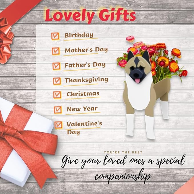 American Akita Dog Planter Plant Pots,Cute Dog Flower Planter,Gifts for Pet Lovers,Unique Animal Plant Pots,Office,Indoor Outdoor Garden Decor(9.45 * 6.1 * 13.39in)