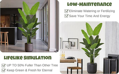 Artificial Bird of Paradise Tree 7FT 22 Leaves Tall Large Fake Faux Tropical Banana Plant 84 Inch Black Pot for Indoor Home Office Poolside Porch Mall Hotel School Decor Housewarming Gift
