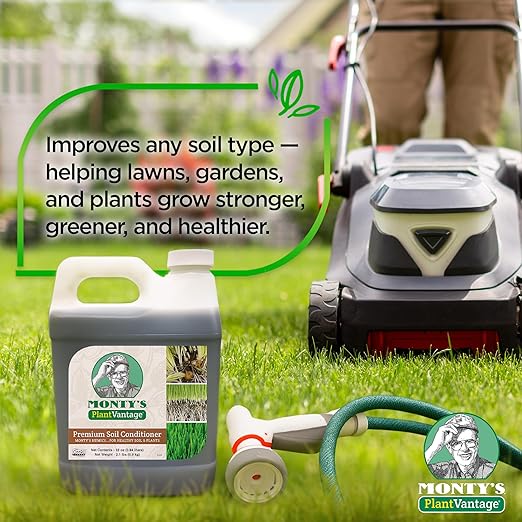 Monty’s Premium Liquid Soil Conditioner with Humic Acid, Organic Amendment for All Soil Types, Increases Moisture Retention & Nutrient Uptake, Enhances Health & Microbial Activity - 32oz