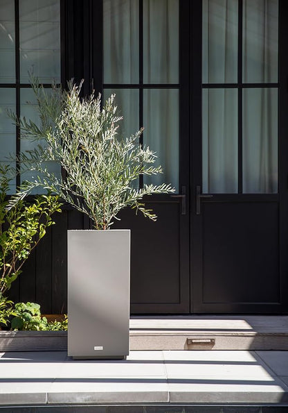 Veradek Block Series Pedestal Planter - Tall Planter for Indoor or Outdoor Front Porch | All-Weather Use with Removable Insert Bucket | Modern Décor for Flowers, Tall Trees, Faux Plants