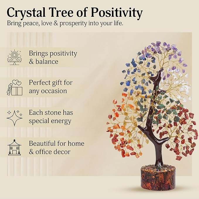 YATSKIA 7 Chakra Tree of Llife - Feng Shui Money Tree, Reiki Healing, Home Office Decor - Spiritual Gift for Women