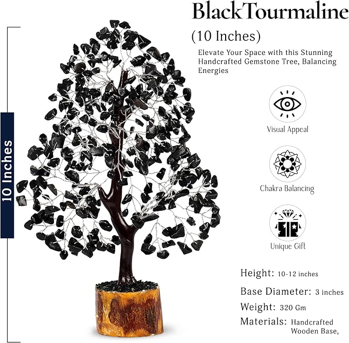 YATSKIA Black Tourmaline Crystal Tree, Crystal and Healing Stones, Gemstonre Tree Decor, Home Decor, Good Luck Gifts