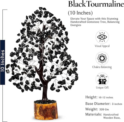 YATSKIA Black Tourmaline Crystal Tree, Crystal and Healing Stones, Gemstonre Tree Decor, Home Decor, Good Luck Gifts