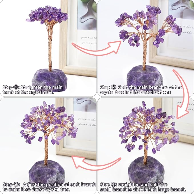 YATOJUZI 4.7"-5.1" Amethyst Crystal Money Tree,Purple Desk Cubicle Decorations Office Room Decor for Women,Meditation Accessories Reiki Gifts for Women,Crystals and Healing Stones,Tree of Life