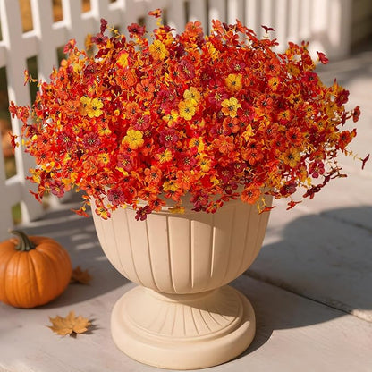 Artificial Fake Mums Fall Flowers for Outdoor Outside Decoration 12 Bundles Faux Silk Flowers Plants Realistic Daisy UV Resistant Fall Décor Autumn Front Door Porch Patio Yard Decoration