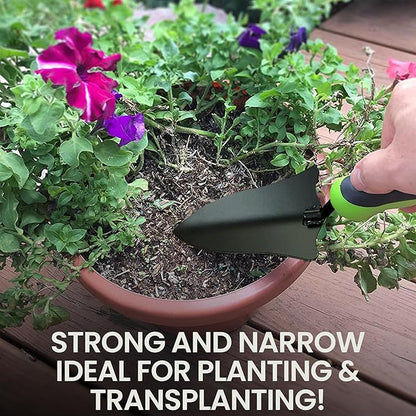 Garden Guru Transplanter Trowel Shovel - High Carbon Steel for Ultimate Strength - Rust Resistant - Ergonomic Grip - Perfect Hand Shovel Tool for Gardening Transplanting & Digging (4 Pack)