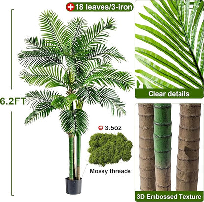 Big Faux Tropical Trees Tall Artificial Palm Tree Indoor Outdoor Realistic Floor Plants Large Fake Plant for Home Living Room Office Decor Porch Outside Patio arboles para Modern Farmhouse decoracion