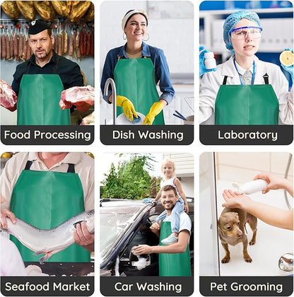 Thicker Rubber Apron, Extra Long Adjustable Apron, Heavy Duty Oil&Chemical Resistant Waterproof Work Aprons