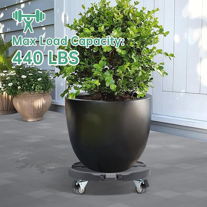 W B D WEIBIDA 2 Pack Round Dolly with Wheels Heavy Duty 440 Lbs Capacity, Rolling Plant Stand Adjustable Roller Base for Large Pots, Barrel, Drum, Cart with Casters