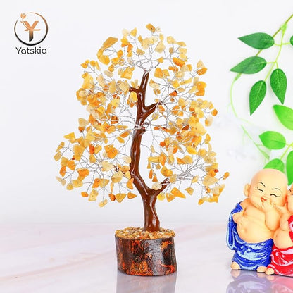 YATSKIA Yellow Aventurine - Crystal Tree, Yellow Crystal, Gem Tree, Chakra Tree, Artificial Trees, Crystal Tree for Positive Energy, Holistic Gifts for Women, Tree for Home Decoration