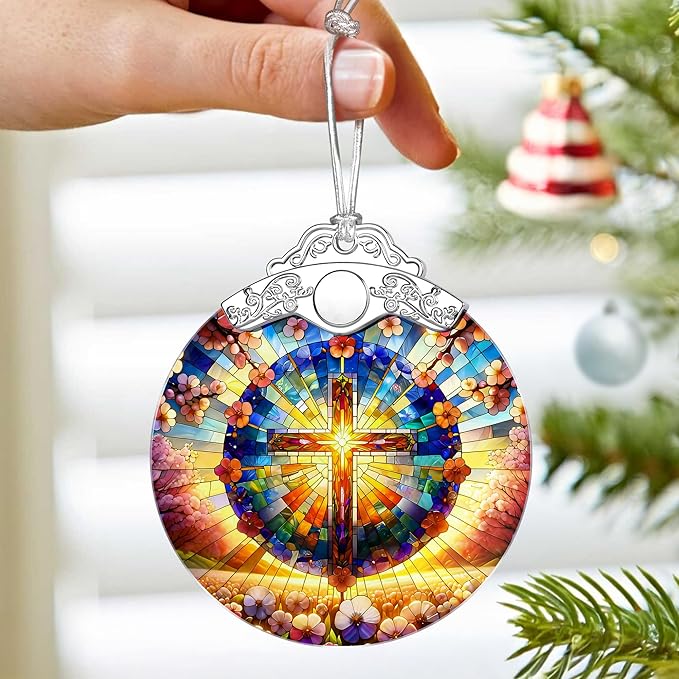 Boho Mandala Cross Ornament Ornament – Religious Christmas Decor & Christian Christmas Ornament; Christian Home Decor (Holiday Present, Bauble Present, Christian Gift, Religious Gift, Spiritual Gifts)