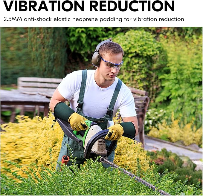Vgo... Men's Extra-Long Leather Gardening Gloves, Gauntlet with Adjustable Cuff, Puncture & Thorn Proof, Touchscreen (CA7472)