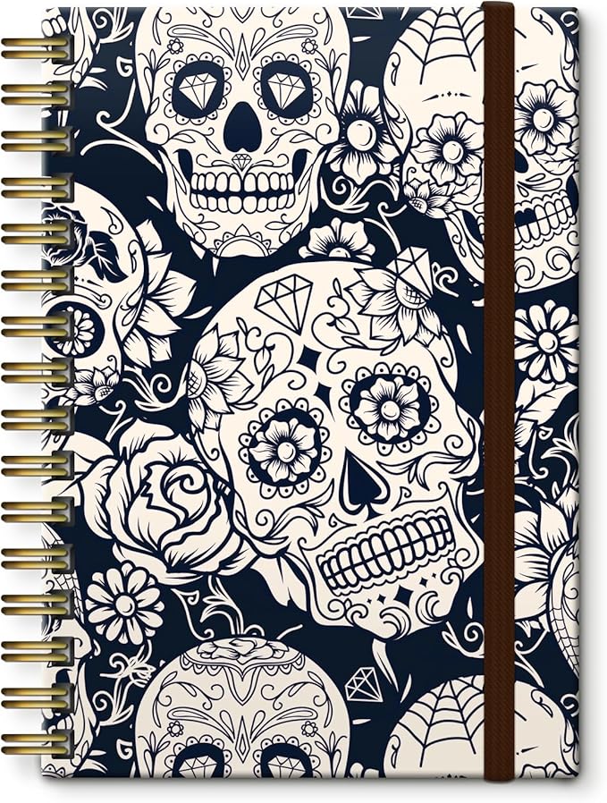 Cute Spiral Journal Notebook,Binding with Premium Paper for Girl Women,Cool Funny 120 Pages,100gsm A5 College Ruled NotebookJournal,Perfect for Gifts Nurse Teacher Women(Cute Skull)