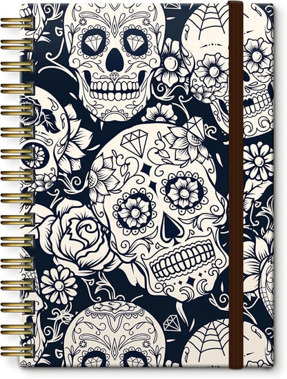 Cute Spiral Journal Notebook,Binding with Premium Paper for Girl Women,Cool Funny 120 Pages,100gsm A5 College Ruled NotebookJournal,Perfect for Gifts Nurse Teacher Women(Cute Skull)
