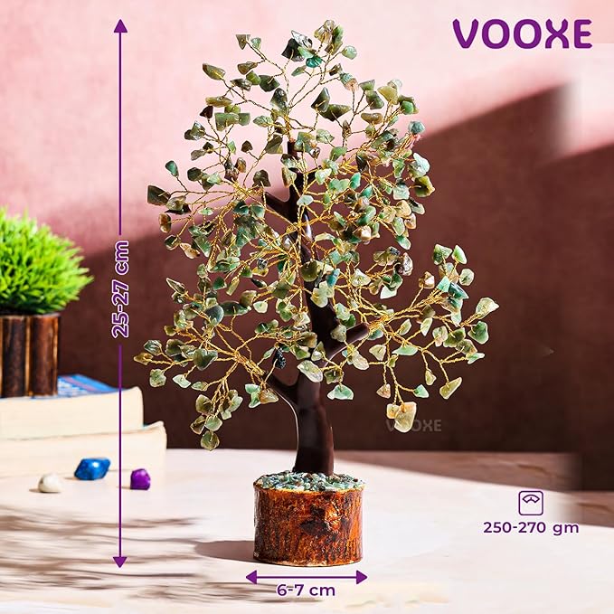 Crystal Tree of ABUDANCE Green Aventurine, Crystal Healing Stone for Home Office & Decor Handmade FENG Shui Money Tree Positive Energy Gifts for Women, MOM,Wife Birthday