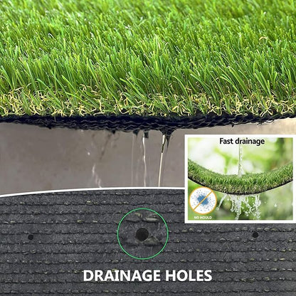 Artificial Grass Rug Outdoor Indoor 15FTX61FT Fake Grass Carpet Green Synthetic Grass Pet Turf Realistic Faux Grass Rug with Drain Holes for Garden Lawn Landscape Balcony Home Decor Patio