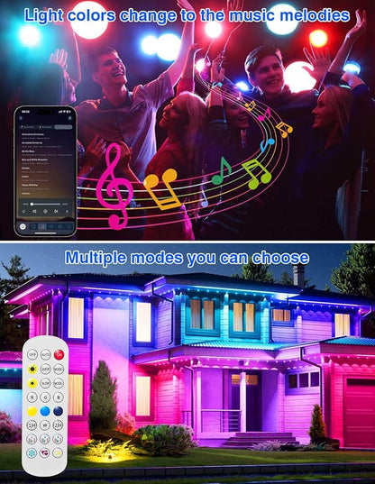 Spot Lights Outdoor, Smart RGBW LED Color Changing Landscape Lighting with APP and Remote Control, Music Mode, DIY Scenes, Timing, IP65 Waterproof Spotlight Plug in for Yard Garden, 4 Pack