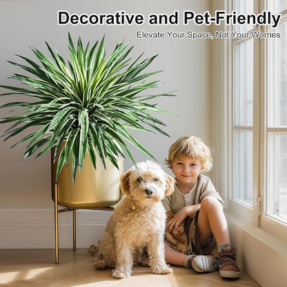 Artificial Agave Plant Fake Agave Planters for Indoor Outdoor Faux Agave Plants Real Touch Realistic Greenery for Home Living Room Office Bathroom Garden Front Porch Patio Decor (27inch-2 Pcs White)