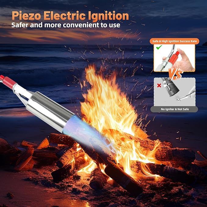 Propane weed torch, Blow Torch High Output with 14FT hose, Extended detachable blow torch with self-igniter and Turbo Trigger, for Weeding,Roofing,Melting Snow,Road Paint Removing
