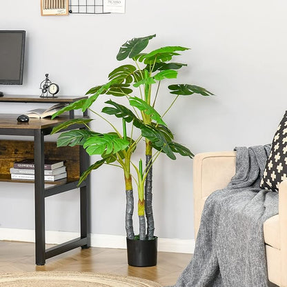 HOMCOM 4FT Artificial Monstera Tree, Faux Decorative Plant in Nursery Pot for Indoor or Décor