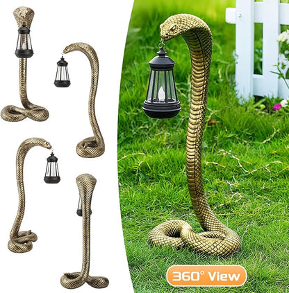 19.29'' Garden Outdoor Statues Snake with Solar Lantern,Lawn Decor Snake Statue for Patio,Balcony,Yard Ornament - Unique Housewarming Gifts,Haunted House Prop and Christmas Decorations