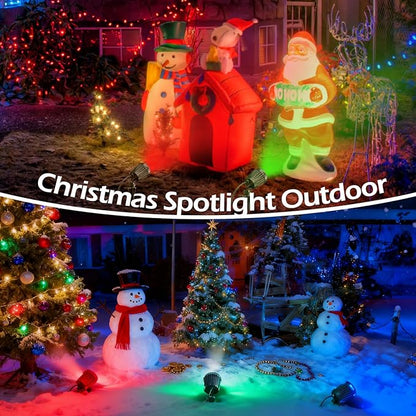 Outdoor Spot Lights for Yard,120V Plug-in Christmas Spot Lights with Timer Remote Control,6000K Landscape Lighting with 5 Color Lenses (Red,Yellow,Green,Blue,Purple),IP67 Waterproof,2 Pack