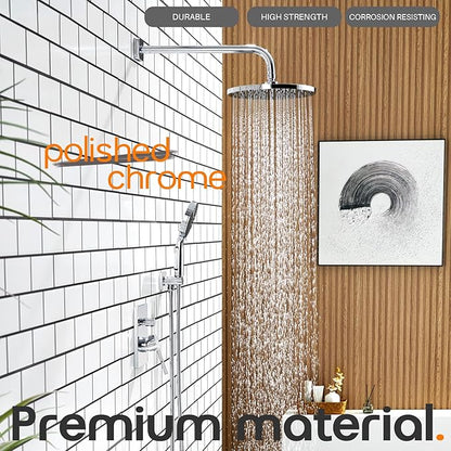 Shower System Set Includes 10-Inch Rainfall Shower Head, 3-Setting Handheld Spray and Pressure Balance Valve, Polished Chrome Wall Mounted SF001CH-D10