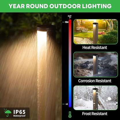 Low Voltage Pathway Lights 12V, LED Landscape Path Lights, Outdoor Waterproof Wired 5W 200LM, Black Aluminum Garden Yard 12 Pack