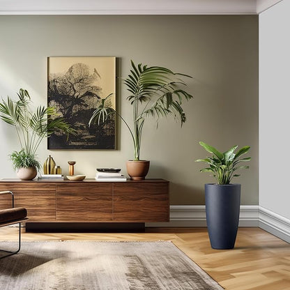 Kante 23.6" H Charcoal Finish Concrete Tall Planters Large Outdoor Indoor Decorative Plant Pots with Drainage Hole and Rubber Plug, Modern Tapered Style for Home and Garden