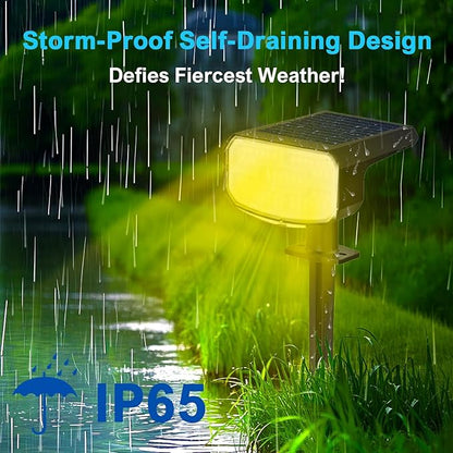 Solar Lights Outdoor Waterproof IP65,Auto On/Off, 2700K 2 Lighting Modes, Super Bright LED, Solar Powered Yard Garden Solar Spot Lights for Outside Landscape -3000K,8 Pack