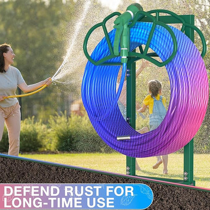 New Garden Hose Holder, Super Stable Water Hose Holders Stand Holds 160-Feet Hose, Detachable Freestanding Hose Storage Hanger Rack for Outside Yard Lawn Farm, Green