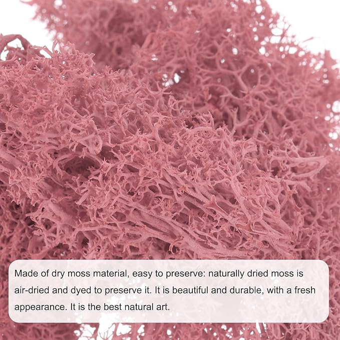 MECCANIXITY 3.5 OZ Moss Fake Craft Moss Artificial Moss Natural Preserved Moss for Craft Arts Floral DIY Project Wall Wedding Garden Patio Table Terrariums Decoration(Sweet Pink)