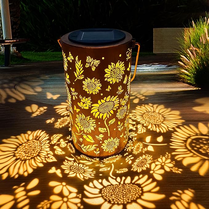Birthday Gifts for Women Mom Grandma, Sunflower Solar Lanterns Outdoor Waterproof, Hanging Solar Lights for Yard, Patio, Porch, Garden Decor