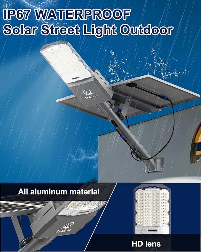 Solar Street Lights Outdoor Waterproof, 650000LM Super Bright LED Beads Commercial Solar Flood Lights with Remote Control for Patio, Street, Court and Parkling Lot 10800w