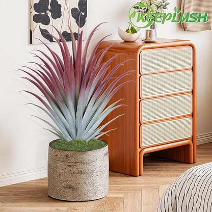2ft Fake Spiked Agave Plant - Red Artificial Aloe Vera Plant 26 Inch - Tall Large Faux Floor Plants Perfect for Porch Door Step Home Office Patio Indoor Outdoor Decor (2 Pack)