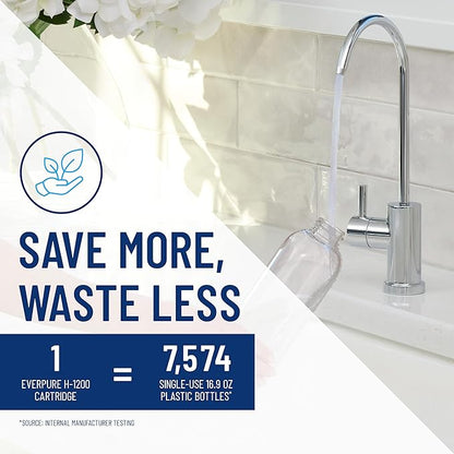 Pentair Everpure H-1200 Drinking Water System, EV928200, NSF Certified to Reduce Lead & PFOA/PFOS, Dual Cartridge System with Filter Head, Cartridges and Hardware, 1,000 Gallon Capacity, 0.5 Micron