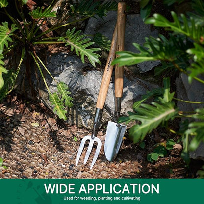 Berry&Bird Garden Trowel with Long Handle, 23.43in Stainless Steel Short Shovel with Wood Handled for Digging, Gardening, Transplanting, Planting and Weeding