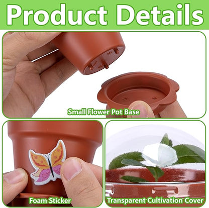 25 Packs Cupcake Plant Nursery Pots with Humidity Dome, Small Plastic Flower Plant Pots with Foam Stickers, Seeds Starter Pot Flower Planting Container for Seedlings Succulent Display (Wine Red)