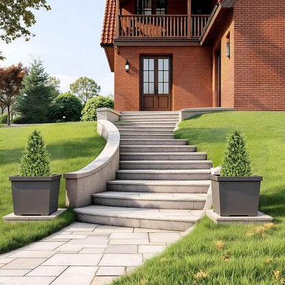 30" Tall Artificial Boxwood Topiary Trees, Set of 2 – UV Resistant Faux Evergreen Shrubs and Bushes for Outdoor Planters, Realistic Fake Plants for Front Porch Outside Patio Garden