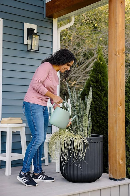 Beuta Large Planters for Outdoor Plants - Set of 3, 15/18/20 Inches Outdoor Planters for Porch - Tall Planter for Outdoor & Indoor Plants | Large Indoor Plant Pot - USA Made - Black