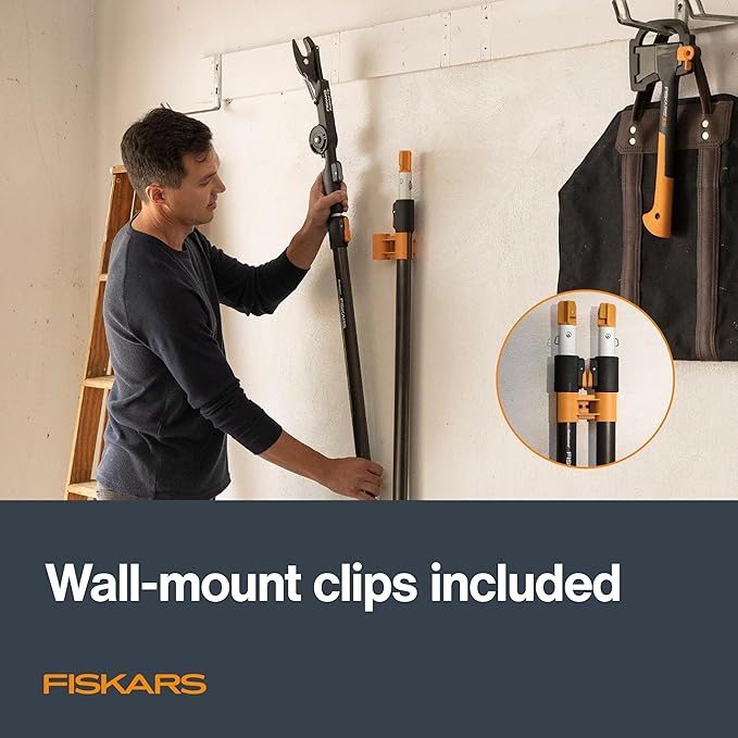 Fiskars XtendControl 14' Extendable Tree Pruner, Adjustable Pole Saw Branch Trimmer with 15" X2 Hook Bill Saw, 3-6' & 4-8' Extension Poles, and Secure Locking System for Precision Cutting