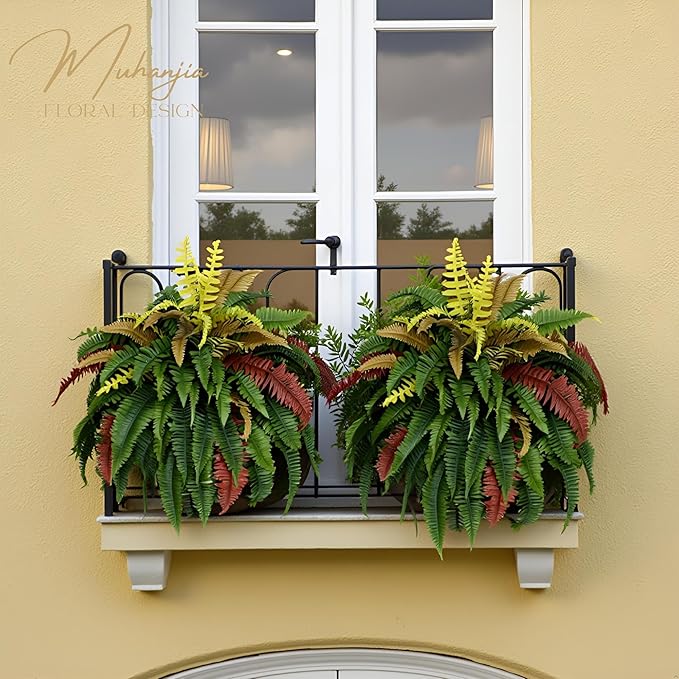 50” Silky Artificial Boston Fern, 128 Fronds Large Hanging Plants for Outside Planter,Bush Floor Plants Large for Home Decor Porch Patio Garden Indoor Outdoor (128Fronds1Pcs)