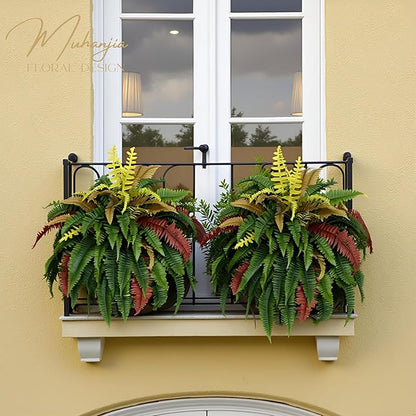 50” Silky Artificial Boston Fern, 128 Fronds Large Hanging Plants for Outside Planter,Bush Floor Plants Large for Home Decor Porch Patio Garden Indoor Outdoor (128Fronds1Pcs)